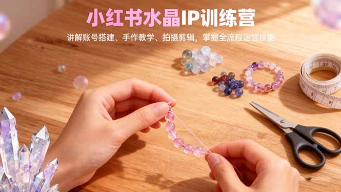 小红书水晶IP训练营，讲解账号搭建、手作教学、拍摄剪辑，全流程运营技能-吾爱自习网