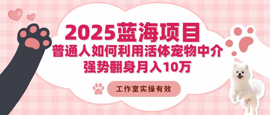2025蓝海项目：普通人如何利用活体宠物中介，强势翻身月入10万-吾爱自习网