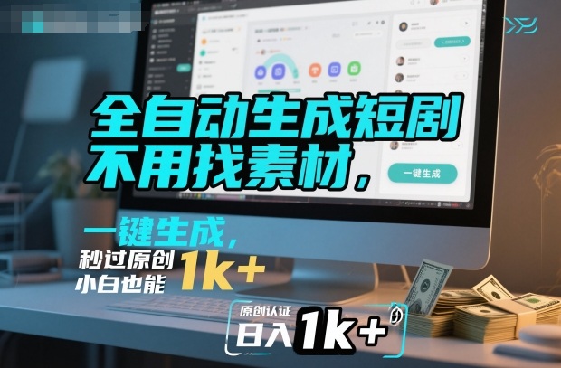 全自动生成短剧，不用找素材，不用剪辑，一键生成，秒过原创，小白也能轻松日入1k+【揭秘】-吾爱自习网