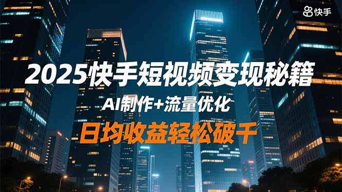 2025快手短视频变现秘籍，AI制作+流量优化，日均收益轻松破千-吾爱自习网