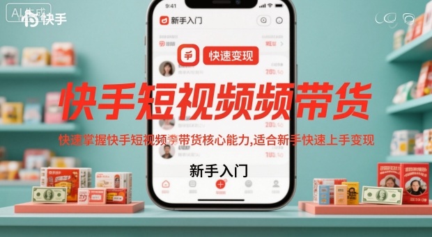 快手短视频带货，快速掌握快手短视频带货核心能力，适合新手快速上手变现-吾爱自习网