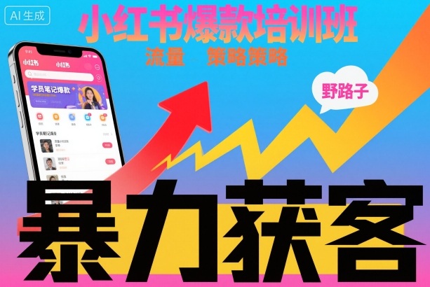 小红书爆款培训班，小红书获客野路子流量打法，暴力持续获客-吾爱自习网