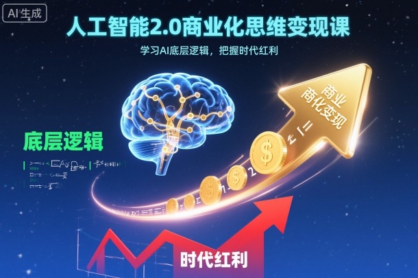 人工智能2.0商业化思维变现课，学习AI底层逻辑，把握时代红利-吾爱自习网