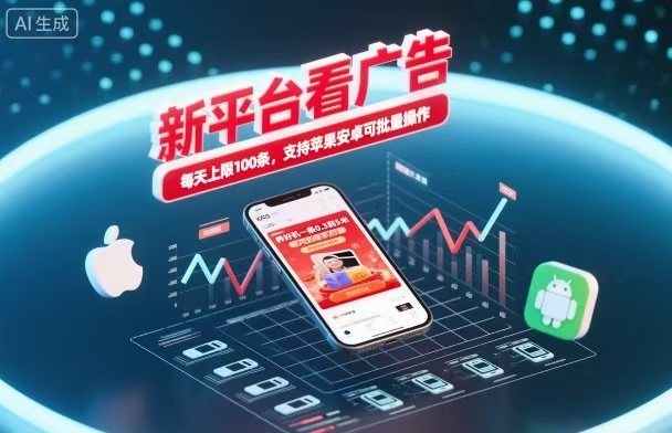 新台看广告,养好机一条5毛到5块,单机日入30到100,支持苹果安卓,可批量操作。-吾爱自习网