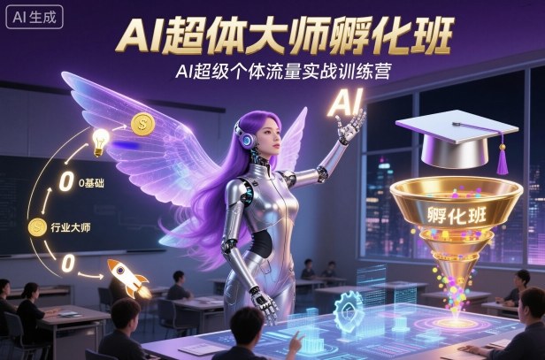 AI超体大师孵化班,AI超级个体流量实战训练营-吾爱自习网