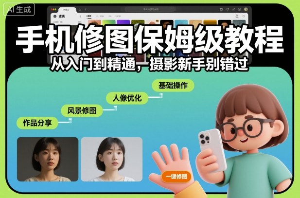 手机修图保姆级教程，从入门到精通，摄影新手别错过-吾爱自习网