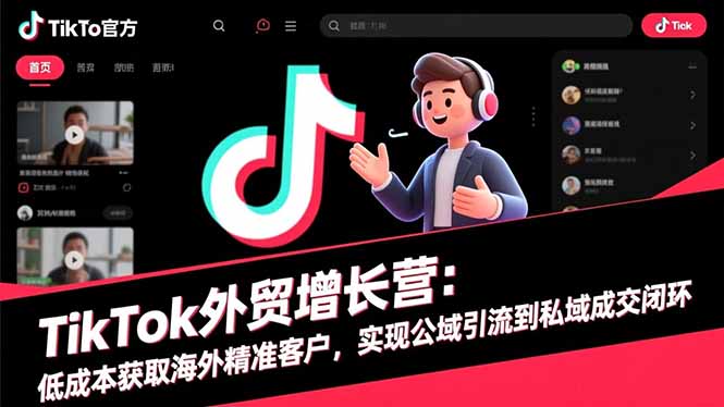 TikTok外贸增长营：低成本获取海外精准客户，实现公域引流到私域成交闭环-吾爱自习网