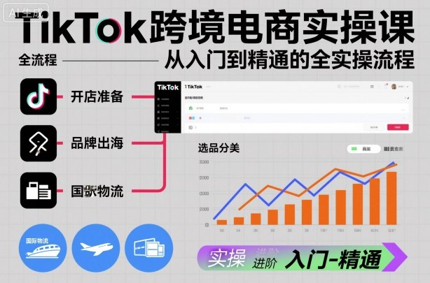 TikTok跨境电商实操课,从入门到精通的全实操流程-吾爱自习网