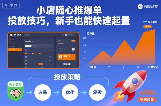 小店随心推爆单投放技巧，新手也能快速起量-吾爱自习网