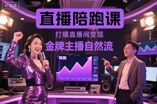 直播陪跑课，金牌主播自然流打爆直播间，复制高变现玩法-吾爱自习网