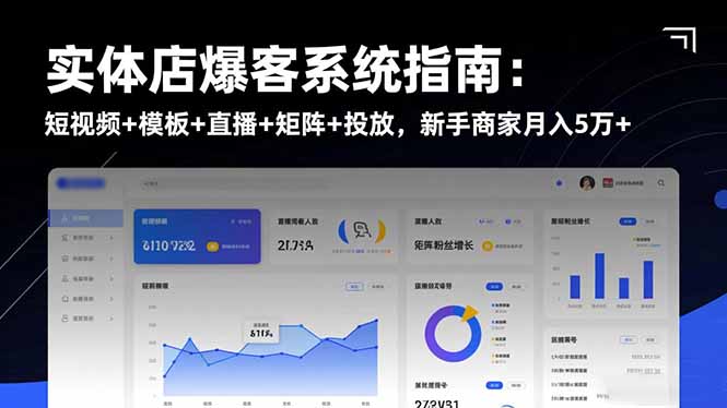 实体店爆客系统指南：短视频+模板+直播+矩阵+投放，新手商家月入5万+-吾爱自习网