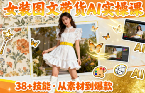 女装图文带货的AI实操课，覆盖38个实用技能，快速提升素材制作效率-吾爱自习网