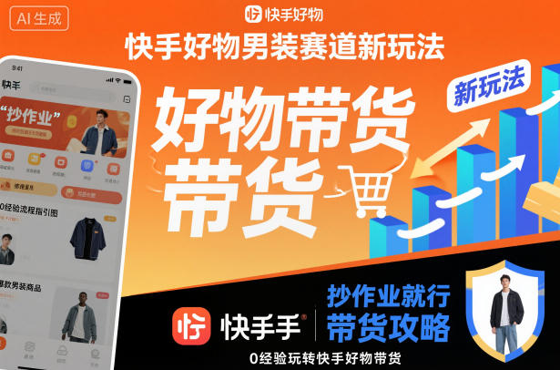 快手好物男装赛道新玩法,抄作业就行,0经验玩转快手好物带货-吾爱自习网