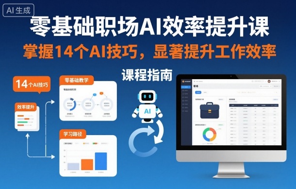 零基础职场AI效率提升课，掌握14个AI技巧，显著提升工作效率-吾爱自习网