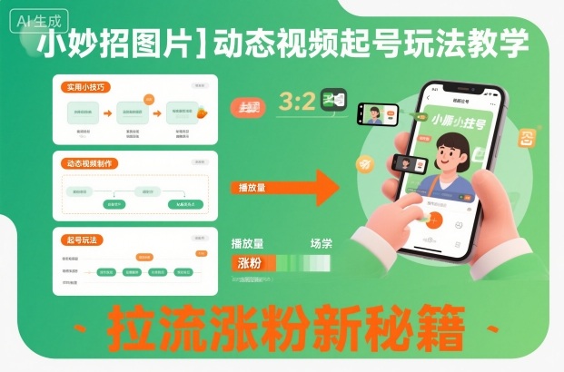 小妙招图片＋动态视频起号玩法教学，拉流涨粉新秘籍-吾爱自习网