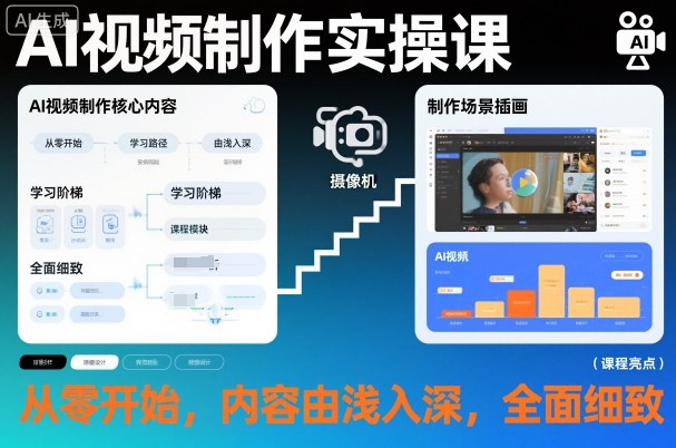 AI视频制作实操课，从零开始，内容由浅入深，全面细致-吾爱自习网