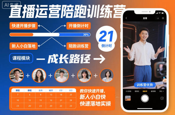 直播运营陪跑训练营，教你快速开播，新人小白快速落地实操-吾爱自习网