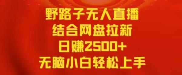 野路子无人直播结合网盘拉新，日赚2500+，小白无脑轻松上手【揭秘】-吾爱自习网