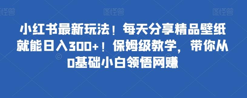 小红书最新玩法!每天分享精品壁纸就能日入300+!保姆级教学,带你从0基础小白领悟网赚-吾爱自习网