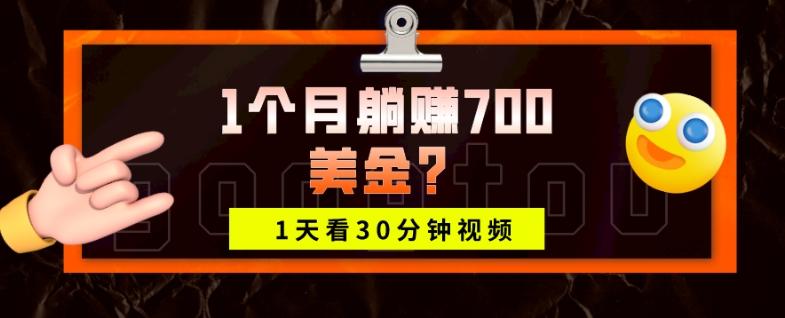 1天看30分钟视频，1个月躺赚700美金？-吾爱自习网
