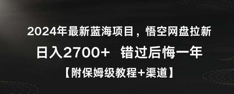 2024年最新蓝海项目，悟空网盘拉新，日入2700+错过后悔一年【附保姆级教程+渠道】【揭秘】-吾爱自习网