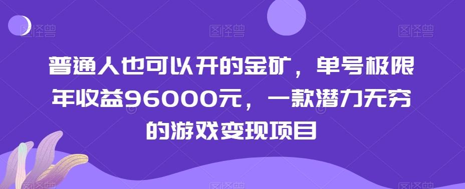 普通人也可以开的金矿，单号极限年收益96000元，一款潜力无穷的游戏变现项目【揭秘】-吾爱自习网