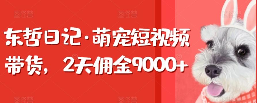 东哲日记·萌宠短视频带货，2天佣金9000+-吾爱自习网