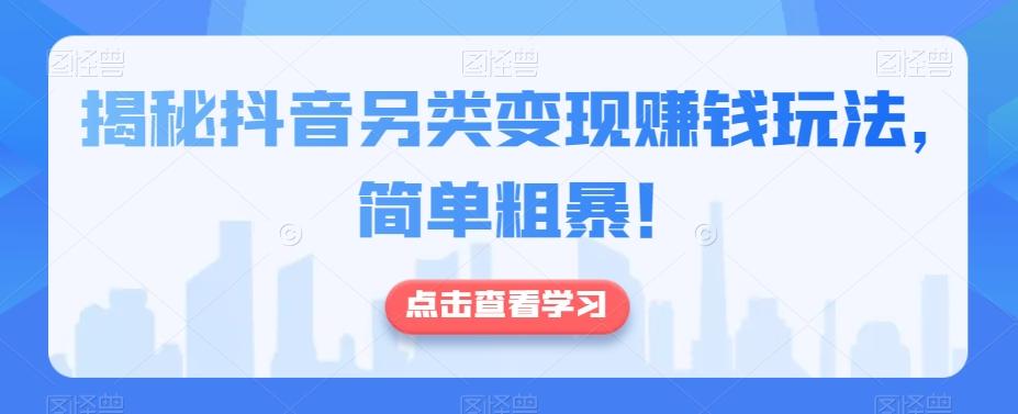 揭秘抖音另类变现赚钱玩法，简单粗暴！-吾爱自习网