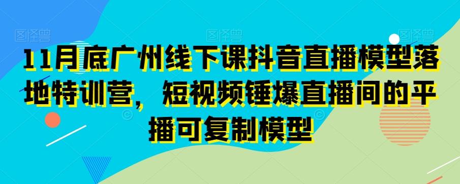 11月底广州线下课抖音直播模型落地特训营,短视频锤爆直播间的平播可复制模型-吾爱自习网