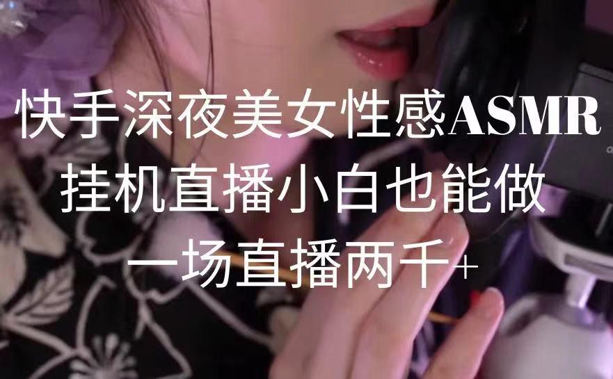 快手深夜美女性感ASMR挂机直播，小白也能做，一场直播两千+-吾爱自习网