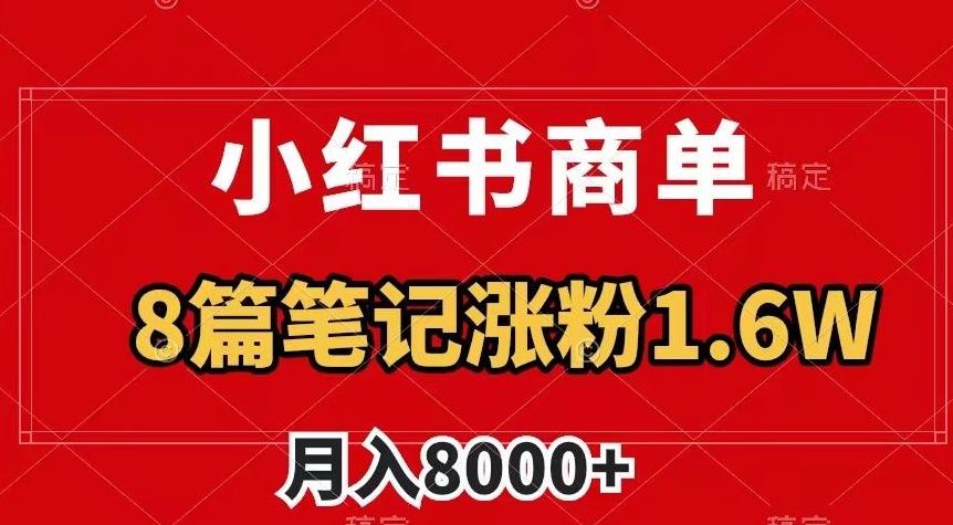 小红书商单最新玩法，8篇笔记涨粉1.6w，作品制作简单，月入8000+【揭秘】-吾爱自习网