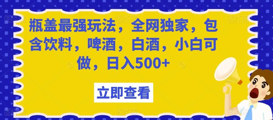 瓶盖最强玩法,全网独家,包含饮料,啤酒,白酒,小白可做,日入500+【揭秘】-吾爱自习网