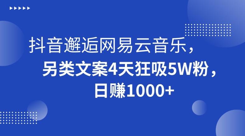 抖音邂逅网易云音乐,另类文案4天狂吸5W粉,日赚1000+【揭秘】-吾爱自习网