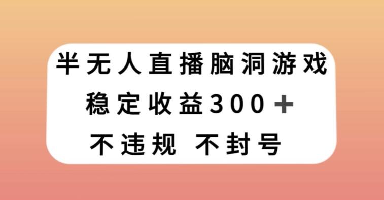 半无人直播脑洞小游戏，每天收入300+，保姆式教学小白轻松上手【揭秘】-吾爱自习网