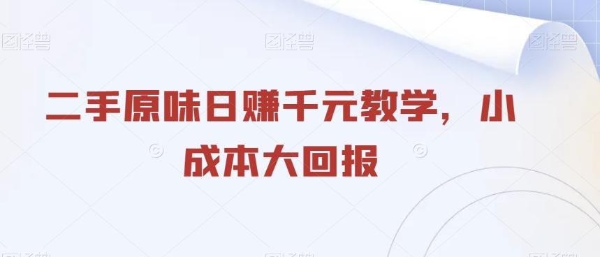 二手原味日赚千元教学，小成本大回报-吾爱自习网