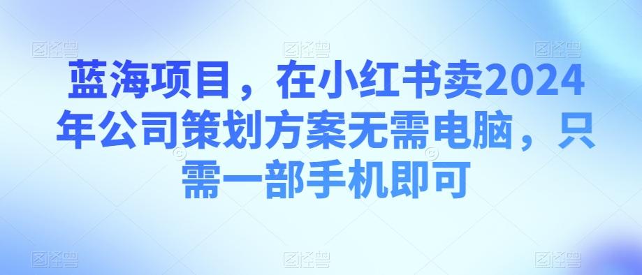 蓝海项目，在小红书卖2024年公司策划方案无需电脑，只需一部手机即可-吾爱自习网
