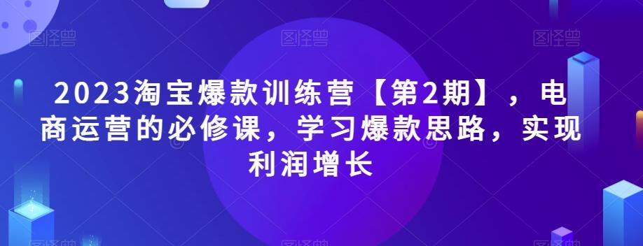 2023淘宝爆款训练营【第2期】,电商运营的必修课,学习爆款思路,实现利润增长-吾爱自习网