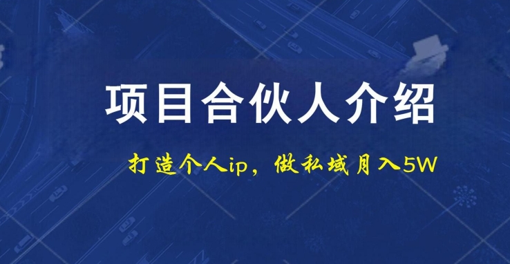 项目合伙人项目，打造个人IP，做私域月入5W，小白勿扰-吾爱自习网