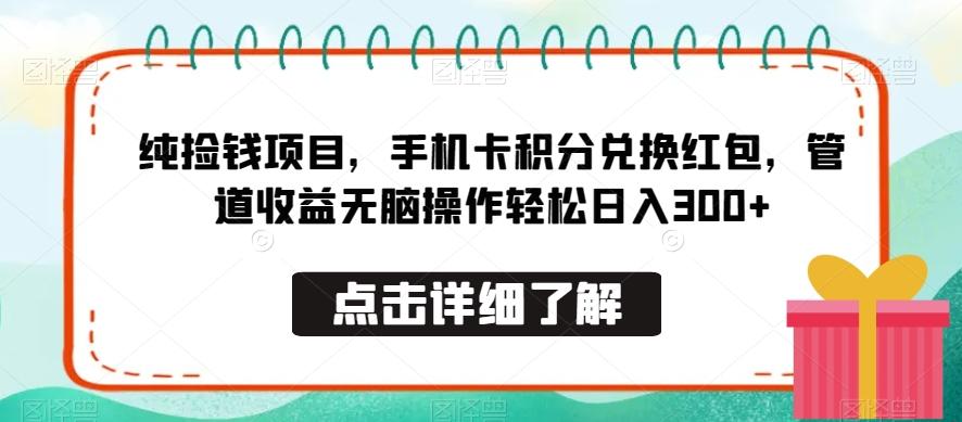 纯捡钱项目，手机卡积分兑换红包，管道收益无脑操作轻松日入300+-吾爱自习网