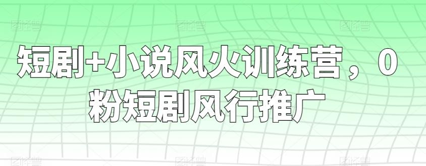 短剧+小说风火训练营，0粉短剧风行推广-吾爱自习网