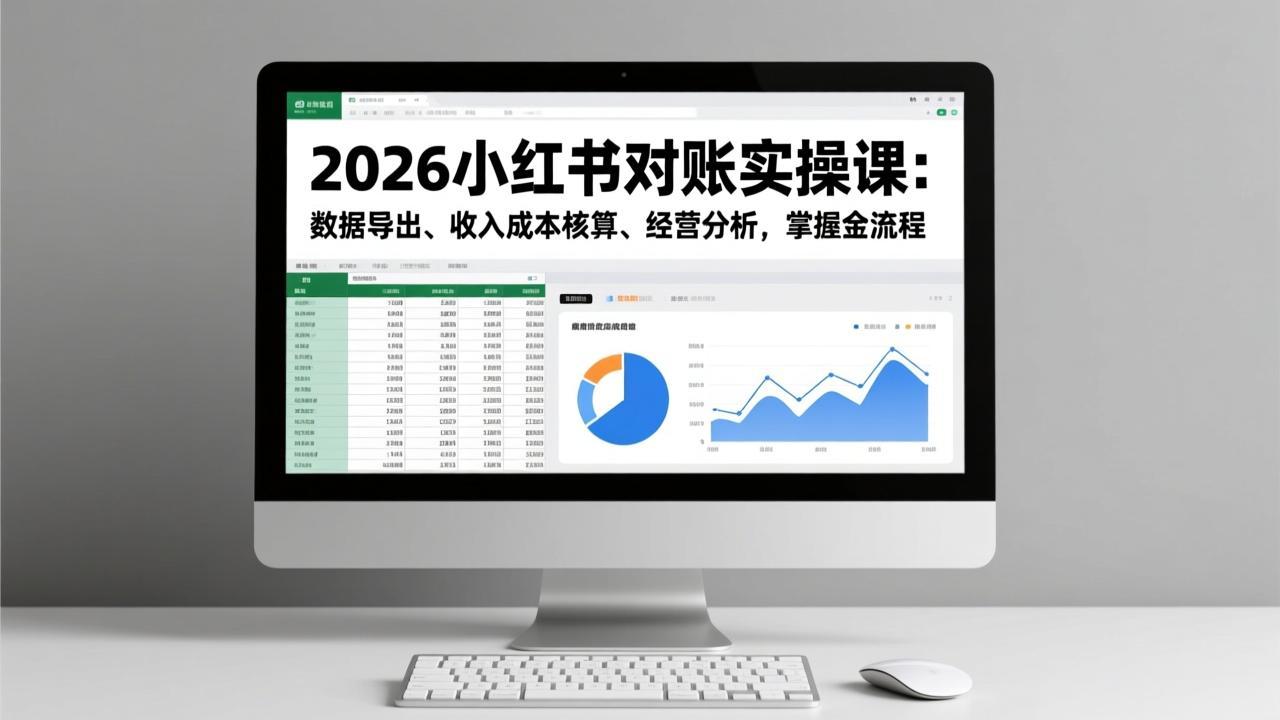 2026小红书对账实操课：数据导出、收入成本核算、经营分析，掌握全流程-吾爱自习网