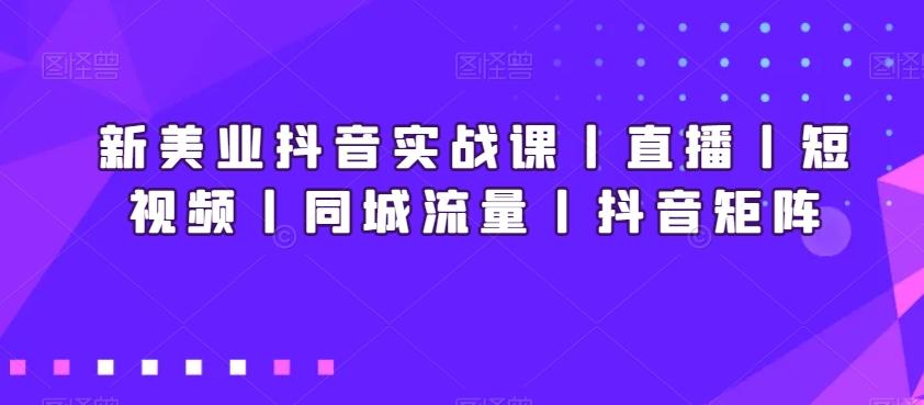 新美业抖音实战课丨直播丨短视频丨同城流量丨抖音矩阵-吾爱自习网
