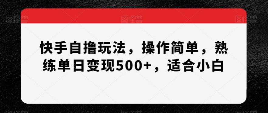 快手自撸玩法，操作简单，熟练单日变现500+，适合小白【揭秘】-吾爱自习网