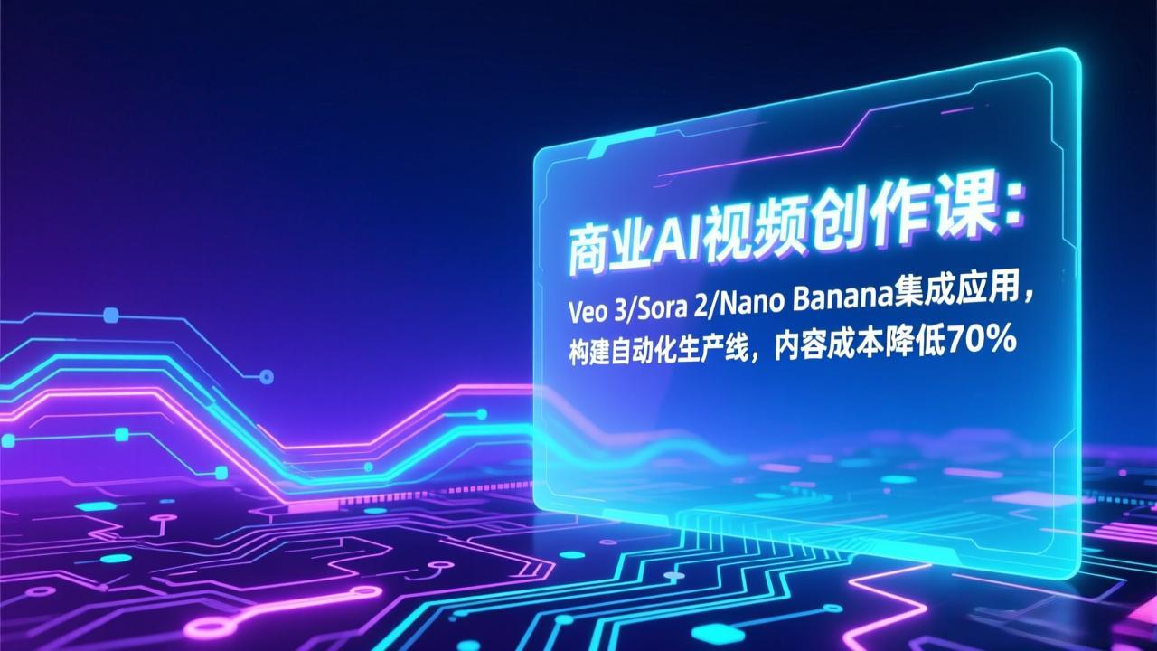 商业AI视频创作课：Veo 3/Sora 2/Nano Banana集成应用，构建自动化生产线，内容成本降低70%-吾爱自习网
