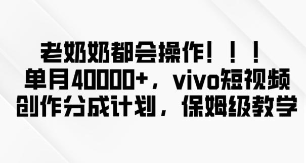 老奶奶都会操作，新平台无脑操作，单月40000+，vivo短视频创作分成计划【揭秘】-吾爱自习网