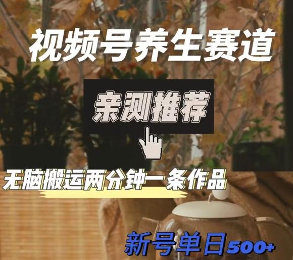 视频号养生赛道暴力掘金，无脑搬运，两分钟一条作品-新日单入500+-吾爱自习网