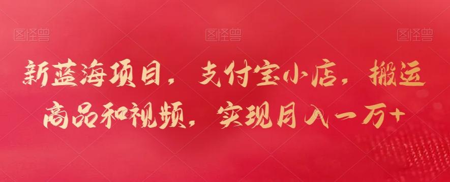 新蓝海项目，支付宝小店，搬运商品和视频，实现月入一万+【揭秘】-吾爱自习网