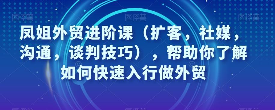凤姐外贸进阶课(扩客,社媒,沟通,谈判技巧),帮助你了解如何快速入行做外贸-吾爱自习网