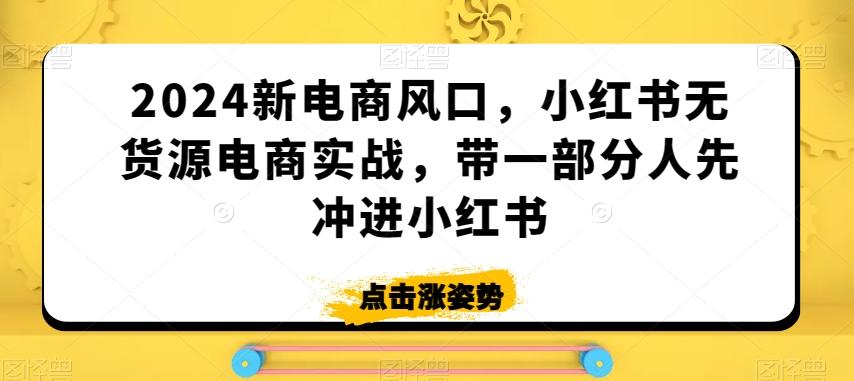 2024新电商风口,小红书无货源电商实战,带一部分人先冲进小红书-吾爱自习网