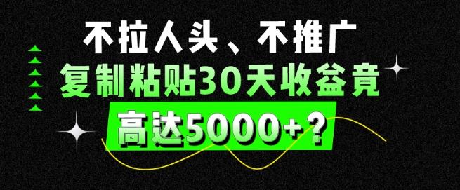 不拉人头、不推广，复制粘贴30天收益竟高达5000+？-吾爱自习网